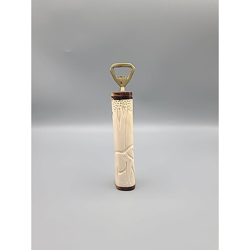 Barware Vintage 7 Inch Hand Carved Brass Elephant Carving Bottle Opener